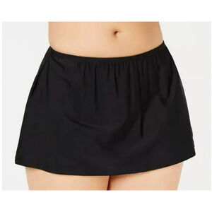 Island Escape Women's Swim Skirt Skort Solid Black Size 24W NWT
